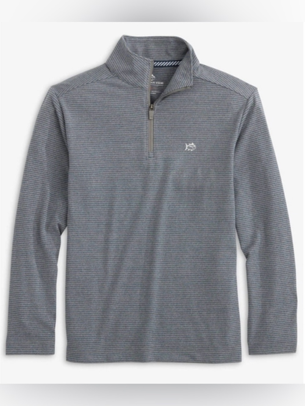 Southern Tide Boys Heather Cruiser Micro Stripe Quarter-Zip Pullover - Small 6-7